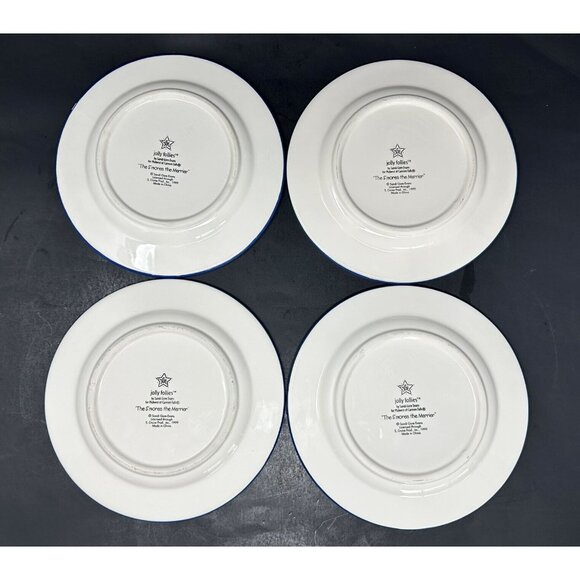 Vtg 4 SANDI GORE EVANS S'MORES THE MERRIER Jolly Follies Salad Plates Snowman - Picture 2 of 13